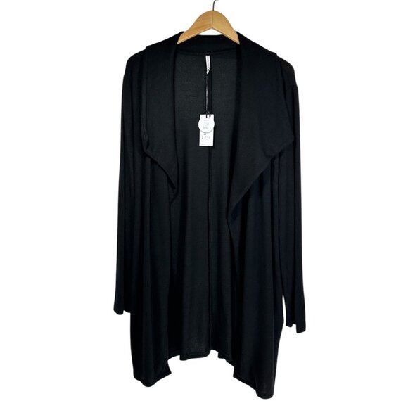 Z SUPPLY Marled Wrap Front Cardigan Sweater Sz L Black Draped Cozy Minimalistic - Picture 1 of 4